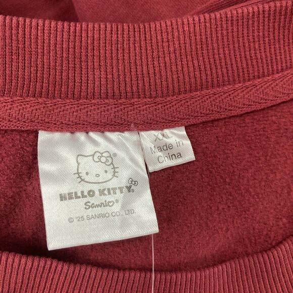 Sanrio Hello Kitty Dark Red Crewneck Sweatshirt Graphic Pullover Top SZ XXL - Picture 4 of 8